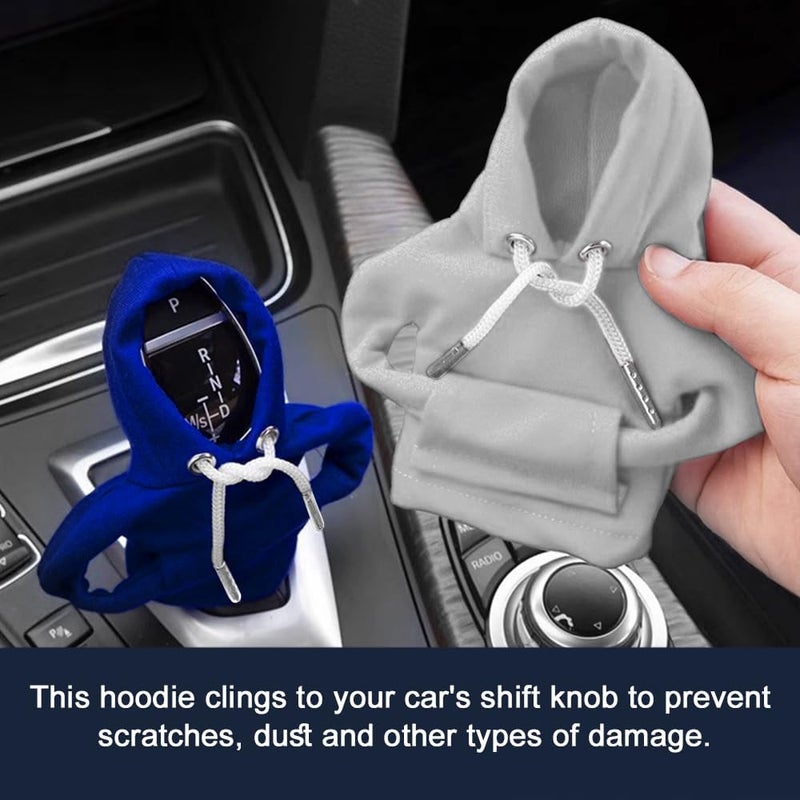 Lecctso Car Shift Knob Hoodie, Fashionable Sweater Hoodie Auto Gear Shift Knob Protector, Universal Car Interior Accessories Funny Car Shift Knob Cover for Car Truck SUV (Grey) - Image 5
